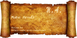 Mahr Arnó névjegykártya